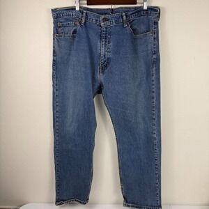 Levis 505 Regular Fit Straight Leg Mens Jeans Blue Medium Wash 42x30 EUC